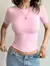 Imagem do Sexy tripulação pescoço camisetas básicas roupas femininas moda curto branco