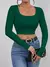 Slim fit curto sexy topo com umbigo exposto casual manga comprida cor sólida ca - Flix Shop