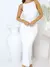 Vestido sem mangas Ruched feminino, Magro, Monocromático, Sexy, Festa, Traseira - comprar online