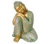 Estátua Buda em Repouso 21cm - Dourado Veste Verde - comprar online