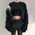 BLACK COTTON RIB SHRUNKEN TEE - CORPS
