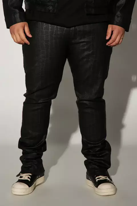 Stacked Skinny Flare Pants - Black