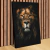 Quadro Leão Com Fundo Preto