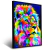 Quadro Leão Colorido Com Fundo Azul - Quadro Pronto
