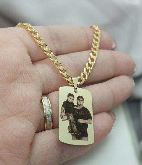 Corrente Masculina Banhada Com Fotogravação a Laser - comprar online