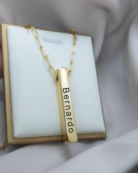 Colar Masculino de Caixinha Personalizado Com Até 4 Nomes Banhado a Ouro - comprar online
