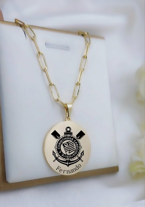 Corrente Masculina Personalizada com Times Banhada a Ouro - comprar online