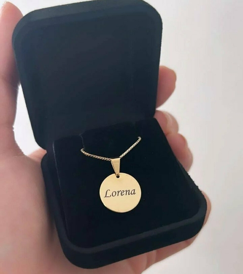 Colar Redondo Com Pingente Personalizável Banhado a Ouro - comprar online