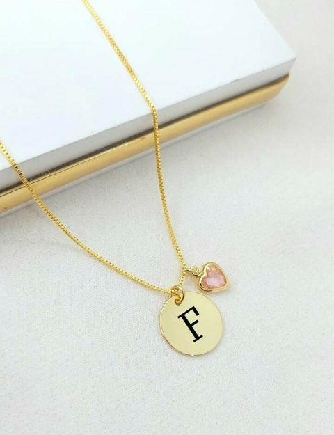 Colar Personalizado Com Pingente Inicial E Ponto de Luz Banhado a Ouro - comprar online