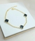 Pulseira de 3 Trevos Pretos Banhada a Ouro