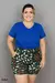 Blusa manga curta Baby look gola V - Safira Modas Plus Size