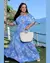 Vestido longo manga curta lastex estampado - comprar online
