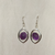 Aros colgantes amatistas naturales y plata 925
