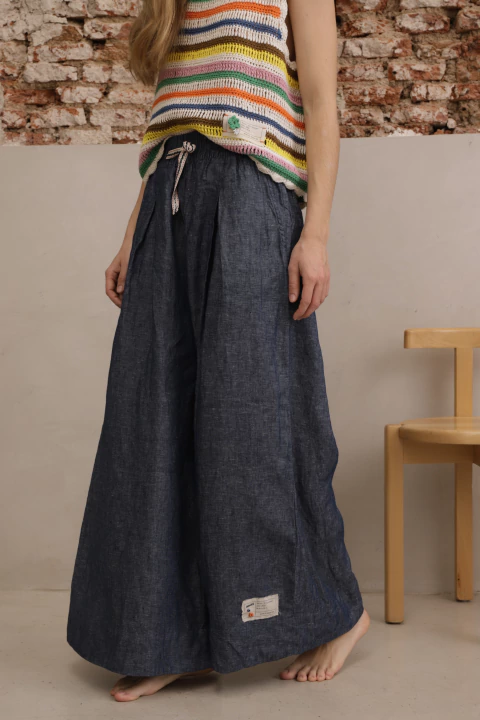 06-C PANTALON WIDE LEG LINO - comprar online