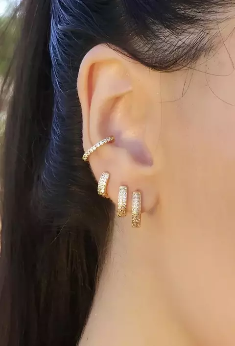 Trio de Rargolinhas Cravejadas - Ouro