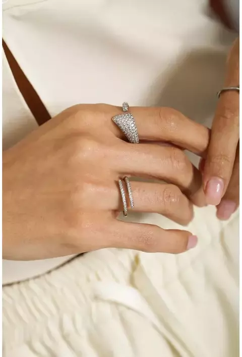 Anel Cristal - Ródio Branco (Regulável) - comprar online