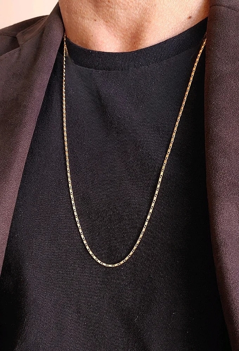 Colar Masculino Corrente Piastrine - Ouro - comprar online