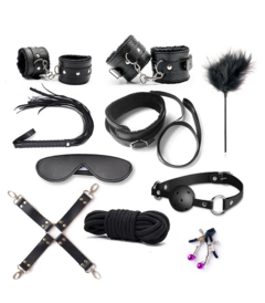 Kit Sado BDSM com 10 peças – Preto