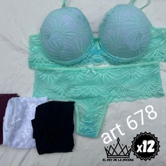 CONJUNTO TASA SOFT DE ENCAJE CON CULOTTE LESS x12