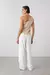 Blusa decote diagonal Bege - loja online