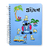 Caderno espiral com ilustrações do Stitch da Disney, rodeado por pato e palmeiras.