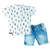 Conjunto Camiseta Números Bermuda Jeans Bebê Menino Upi Uli