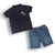 Conjunto Camisa Short Bebê Menino Jeans Listrado Upi Uli na internet