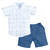 Conjunto Camisa Xadrez Bermuda Jeans Bebê Menino Upi Uli