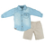 Conjunto Camisa Linho Azul Bermuda Bege Bebê Menino Upi Uli