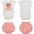 Conjunto Body Branco Com Tapa Fralda Rosa Bebê Menina Suzana