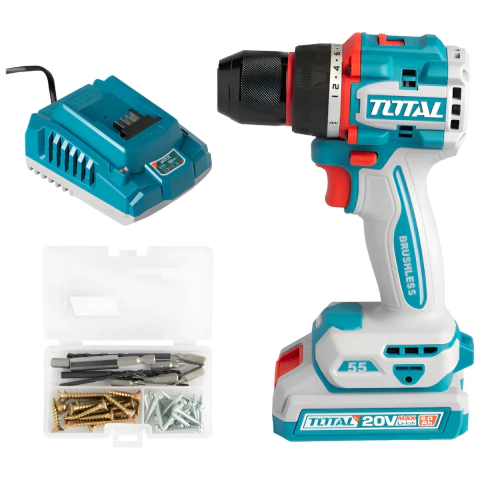 Taladro 20V Brushless 55 Nm Industrial (Cargador y Bateria 2Ah) Total - comprar online