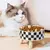 Tigela para cães e gatos com bolinhas xadrez em aço inoxidável resistente - comprar online