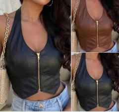 CROPPED COURO ZIPER (3.35) na internet