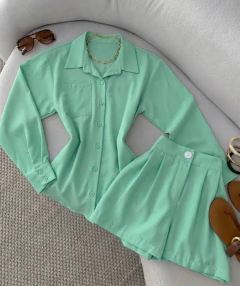 CONJUNTO CAMISA E SHORT LINHO VERDE MENTA (3.55)
