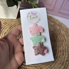 Kit Mini Laços de Bebê Estrelas Glitter