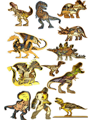 Kit 12 Projetos Multicamadas Cnclaser Dragões E Dinossauros