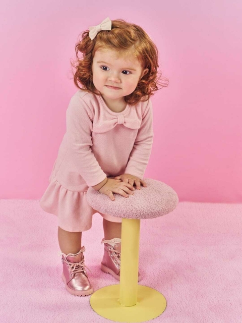 VESTIDO MANGA LONGA ROSA PLIE