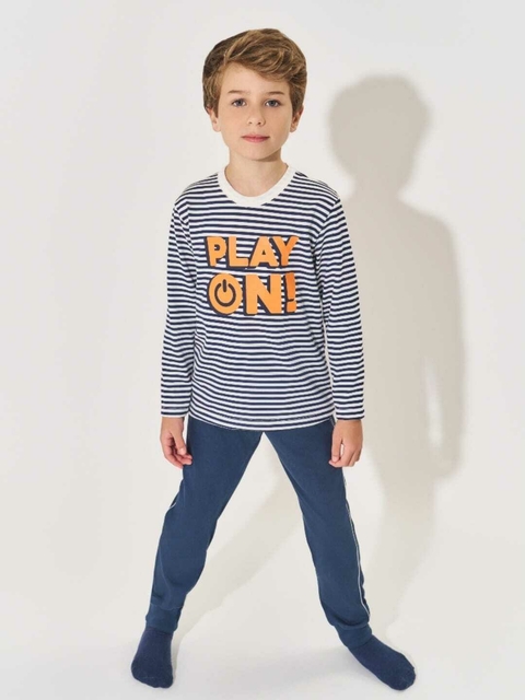 PIJAMA CAMISETA MANGA LONGA E CALÇA AZUL MARINHO