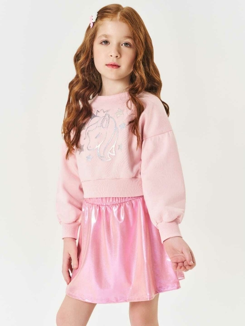 CONJUNTO BLUSÃO E SHORT SAIA ROSA PLIE/ROSA FLAMENGO