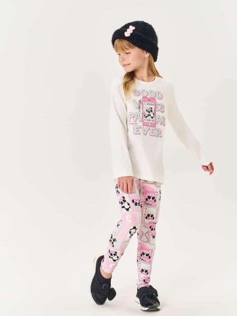 CONJUNTO BLUSA MANGA LONGA E LEGGING NATURAL/ROSA