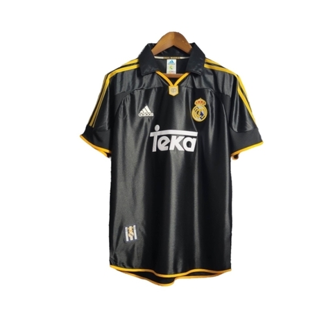 Camisa Retrô Real Madrid II 99/01 - Masculina Adidas - Preta com detalhes em amarelo