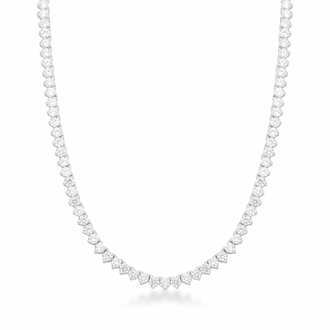 Colar riviera com zircônias redondas brancas e banho de ródio branco 3 mm 40cm