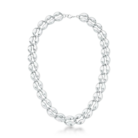 Colar elos acetinados com banho de ródio branco 45cm + 5 de extensor