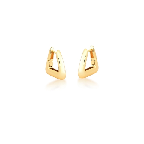 Brinco argola tringular M 2x2 com banho de ouro