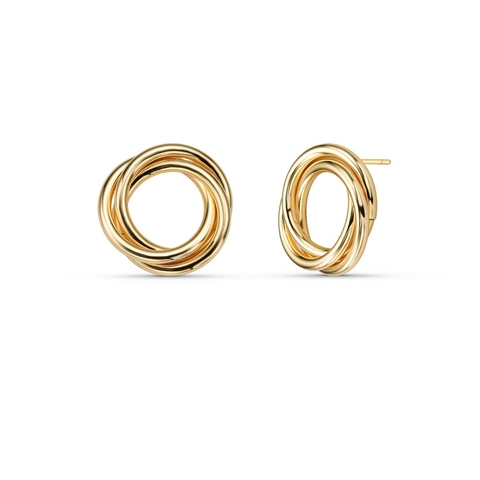 Brinco argola frontal entrelaçada com banho de ouro