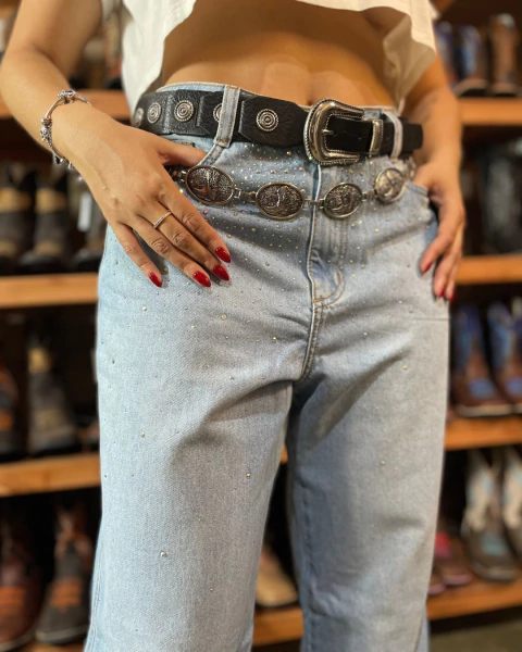 Calça Wideleg Clara com Brilho Country&Cia