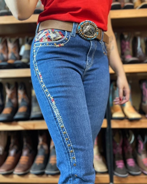 Calça Flare Radade Bordado Bolsos