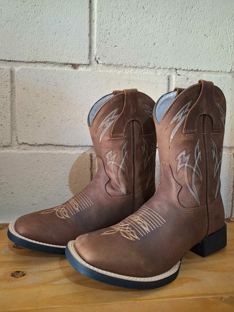 Bota Texana Texas Stars Couro Castanho Inteiro - comprar online