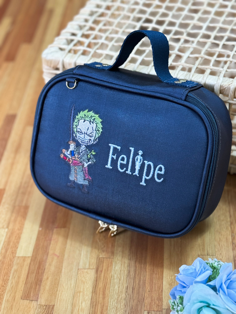 Estojo box personalizado ONE PEACE Zoro e nome bordado com 48 lápis