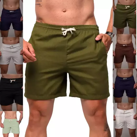 Short Linho Com Bolso Bermuda Masculino